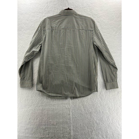 LRL Ralph Lauren Mens Button Front Shirt Green Beige Stripe Long Sleeve Pocket L - Picture 2 of 9